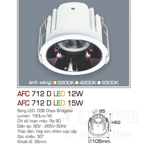Đèn led âm trần Anfaco AFC-712D-15W