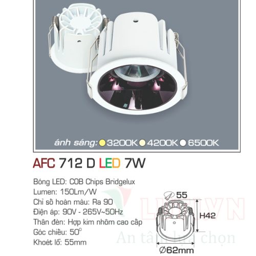 Đèn led âm trần Anfaco AFC-712D-7W