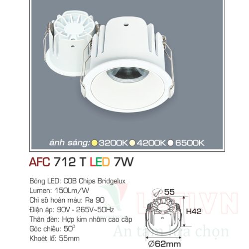 Đèn led âm trần Anfaco AFC-712T-7W
