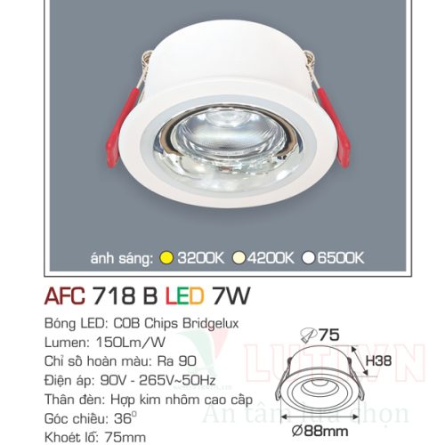 Đèn led âm trần Anfaco AFC-718B-7W