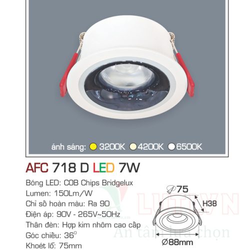 Đèn led âm trần Anfaco AFC-718D-7W