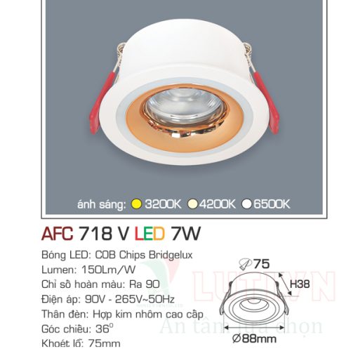 Đèn led âm trần Anfaco AFC-718V-7W