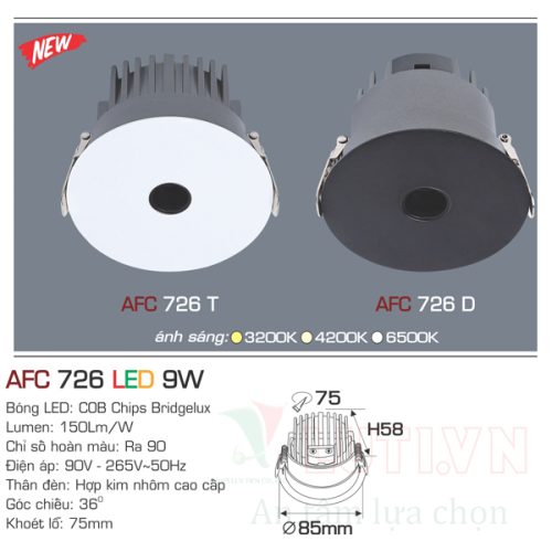 Đèn led âm trần Anfaco AFC-726D-12w