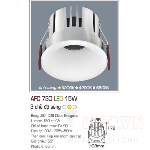 Đèn led âm trần Anfaco AFC-730-15W