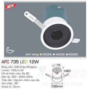 Đèn led âm trần Anfaco AFC-735-12w