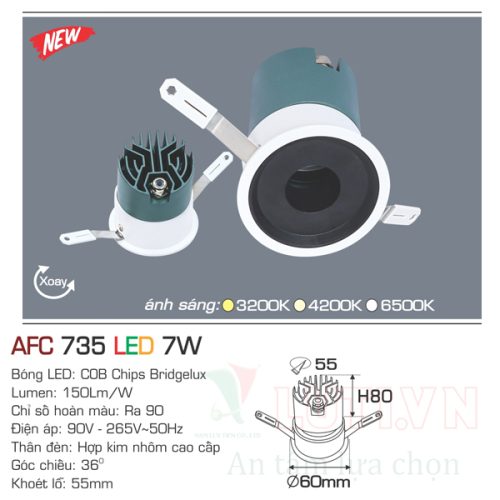 Đèn led âm trần Anfaco AFC-735-7W