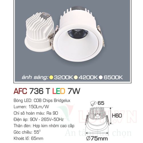 Đèn led âm trần Anfaco AFC-736T-7W