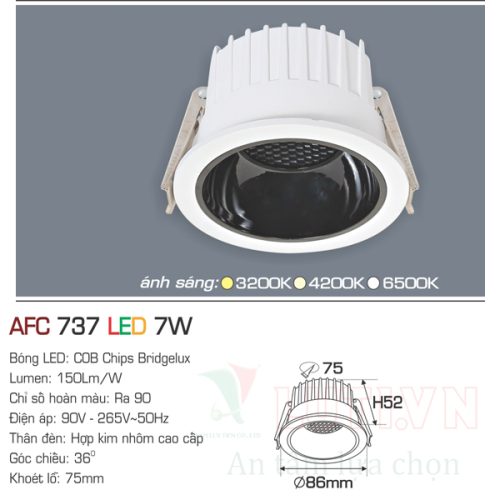 Đèn led âm trần Anfaco AFC-737-7W