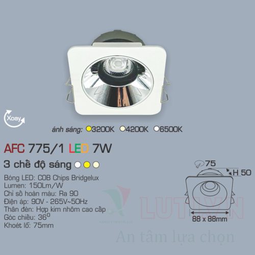 Đèn led âm trần Anfaco AFC-775/1-7W