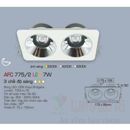 Đèn led âm trần Anfaco AFC-775/1-7W-3CĐ