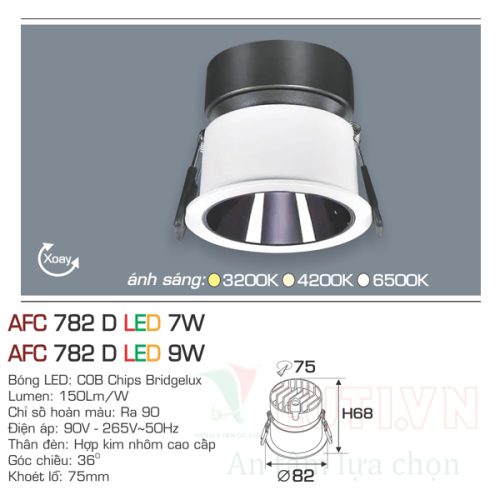 Đèn led âm trần Anfaco AFC-782D-9W