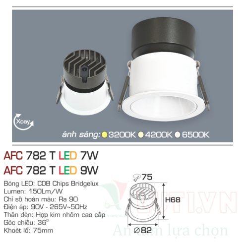 Đèn led âm trần Anfaco AFC-782T-9W