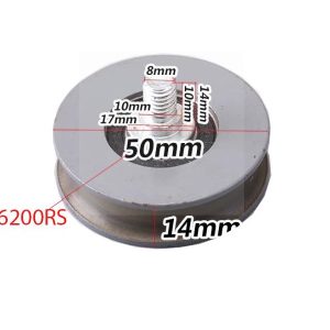 Bánh xe cửa thang máy Ø50*14*6200RS có trục