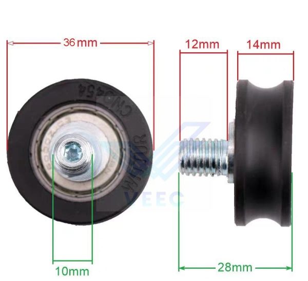 Bánh xe cửa thang máy Ø36*14*6000RS trục lệch - Ảnh 3