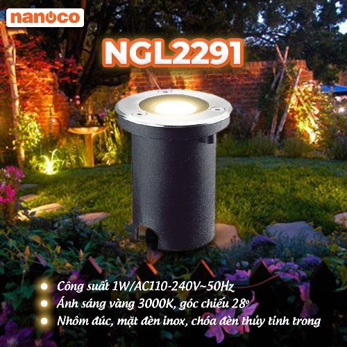 Đèn LED sân vườn lắp âm tròn 1W Outdoor Nanoco - Ảnh 2